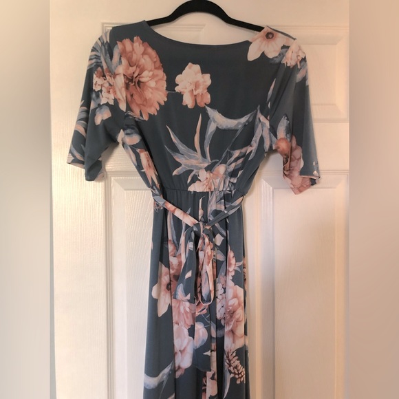 Pink blush blue coral high low maternity dress - Picture 6 of 7